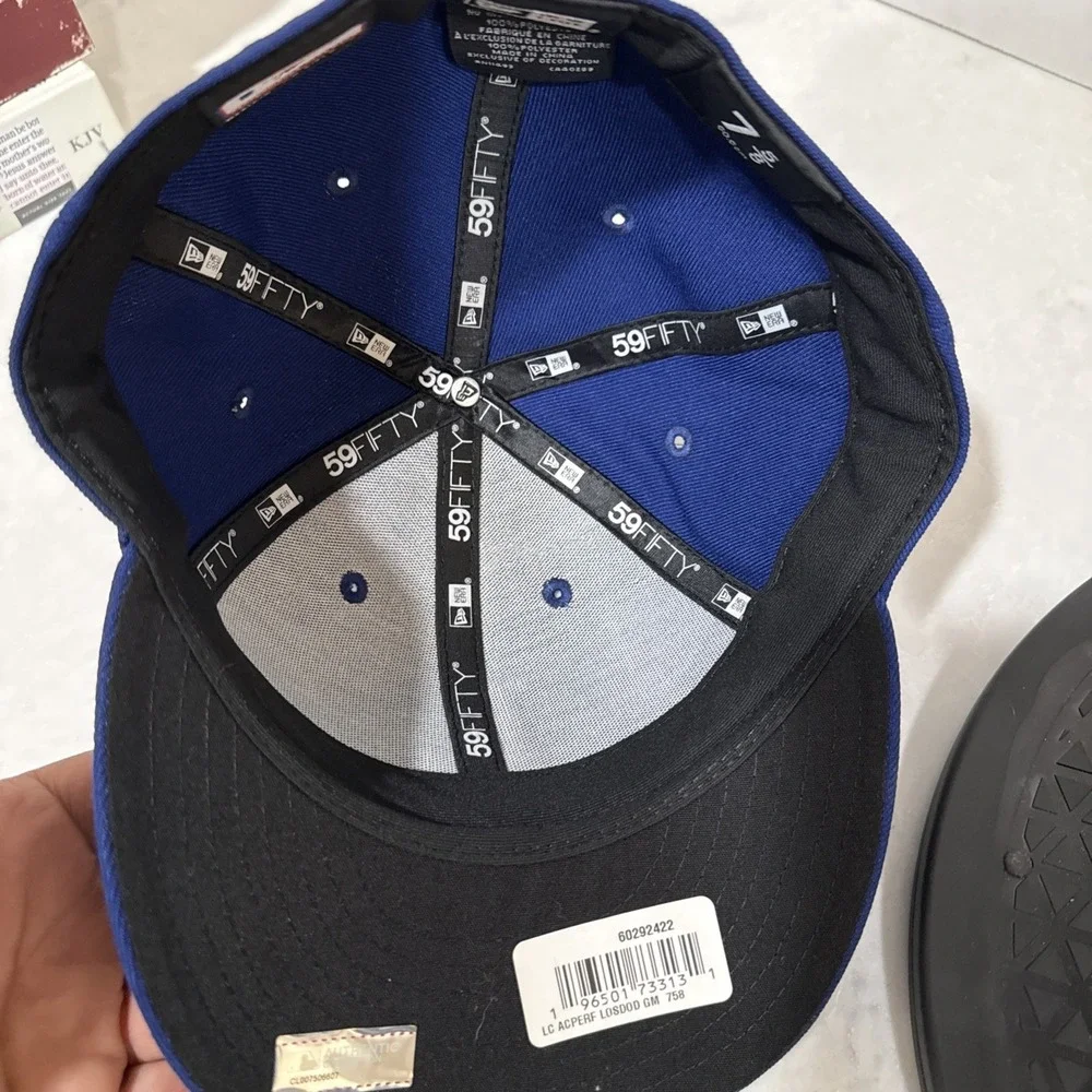 Dodgers 60th Anniversary Of Dodger Stadium Patch Hat Cap NAVY/WHITE  7 5/8  NEW